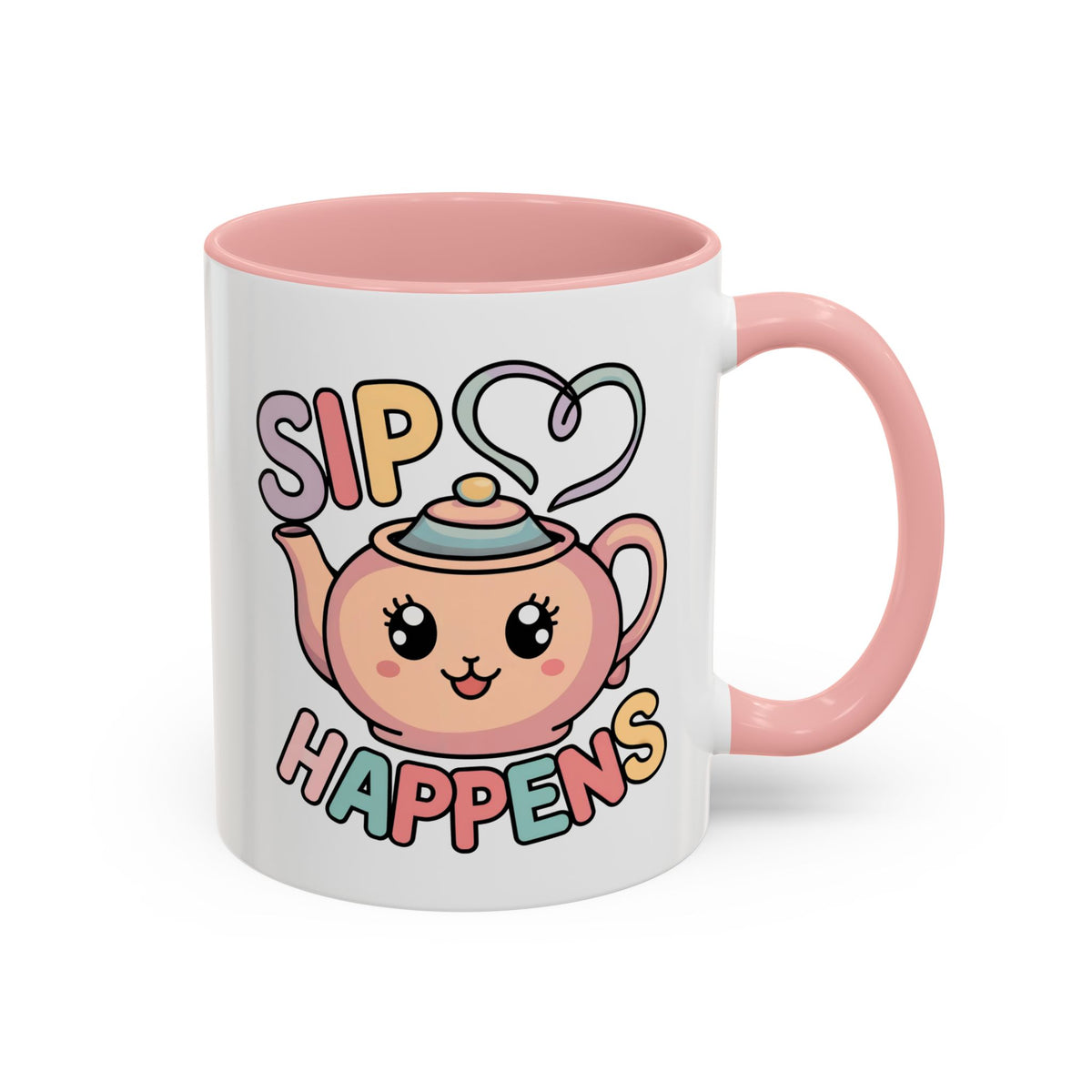Sip Happens Karaii Tea Coffee Mug | Tea Lover Coffee Cup | 11 oz. Accent Colors Ceramic Coffee Mug