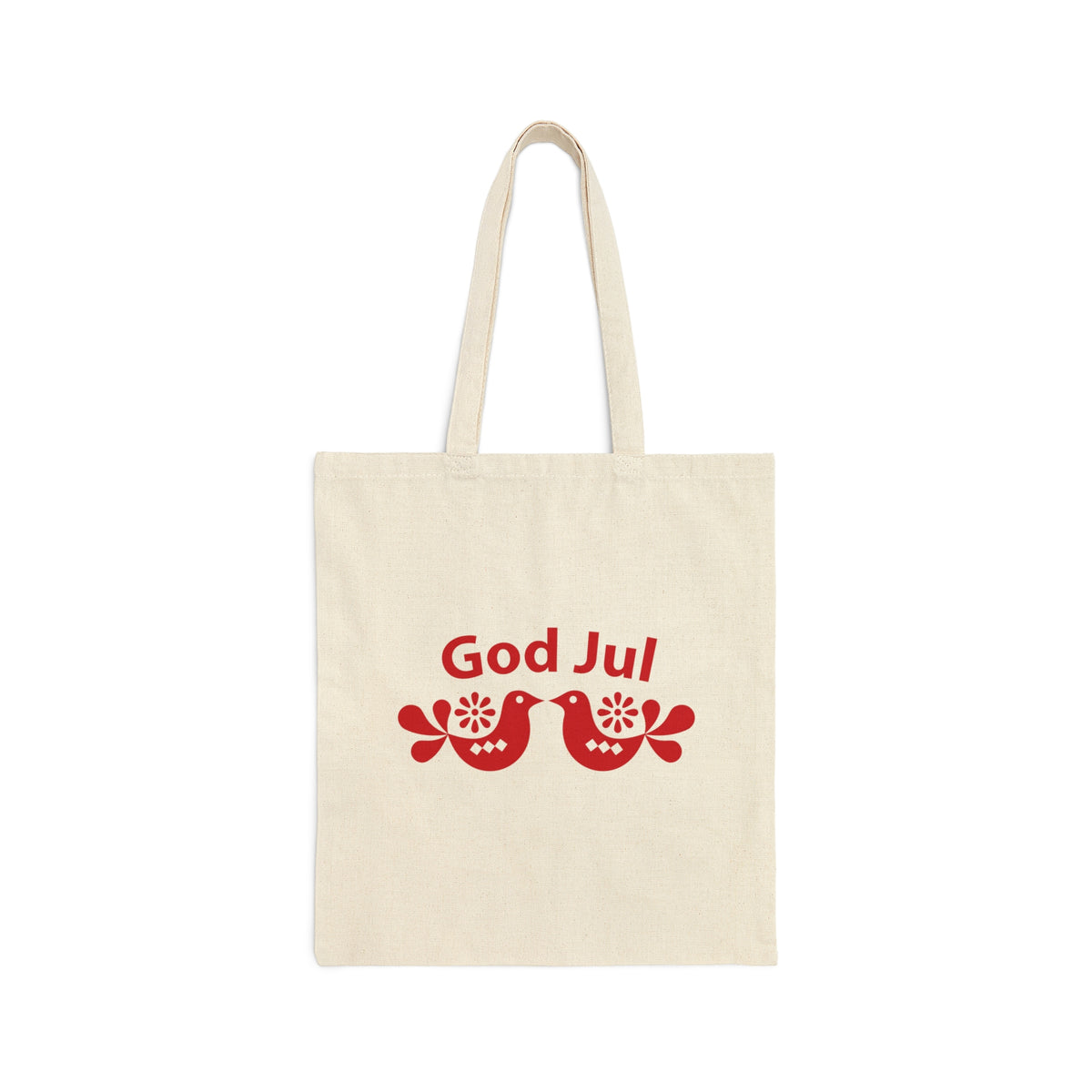 God Jul Swedish Christmas Folk Art Tote | Nordic Scandi Christmas Gift | Organic Canvas Tote Bag