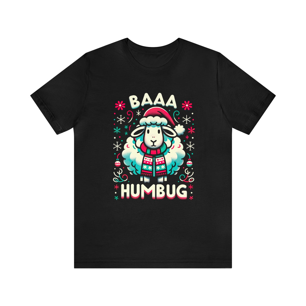 Baaa Humbug Cute Sheep Christmas Shirt | Funny Bah Humbug Christmas Gift | Unisex Jersey T-shirt