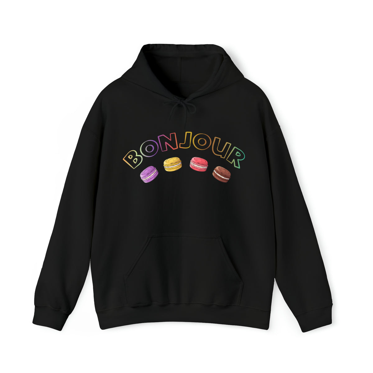 Bonjour French Macaron Cookie Baking Shirt | Macaron Baking Gift | Unisex Heavy Blend Hooded Sweatshirt