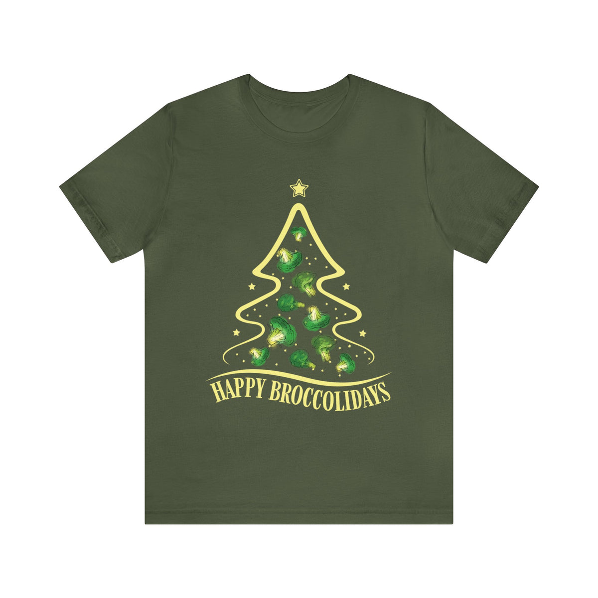 Happy Holiday Broccoli  Christmas Tree Shirt | Funny Broccoli Lover Vegan Gift | Unisex Jersey T-shirt