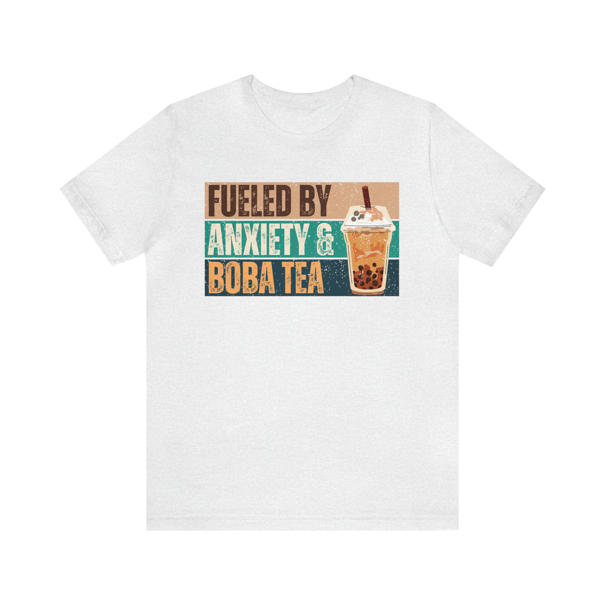 Funny Boba Tea Shirt | Fueled by Anxiety Shirt | Bubble Tea Lover Gift | Unisex Jersey T-shirt