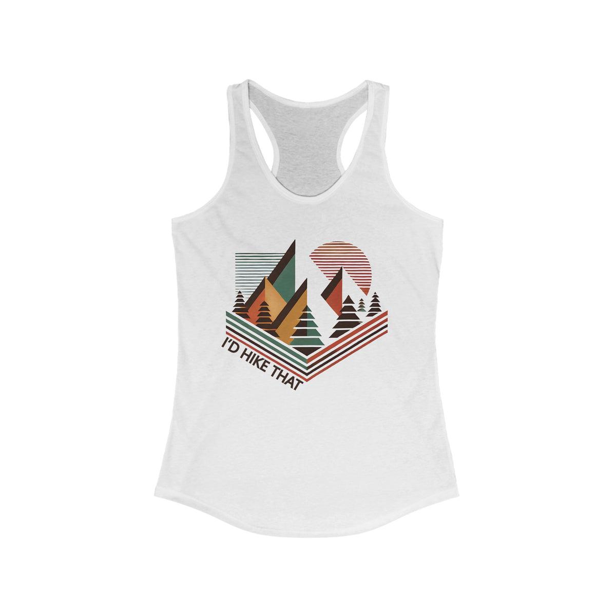 I'd Hike That Abstract Hiking Shirt | Geometric Abstract Adventure Shirt | Gift For Hiker | Women's Slim-Fit Racerback Tank Top