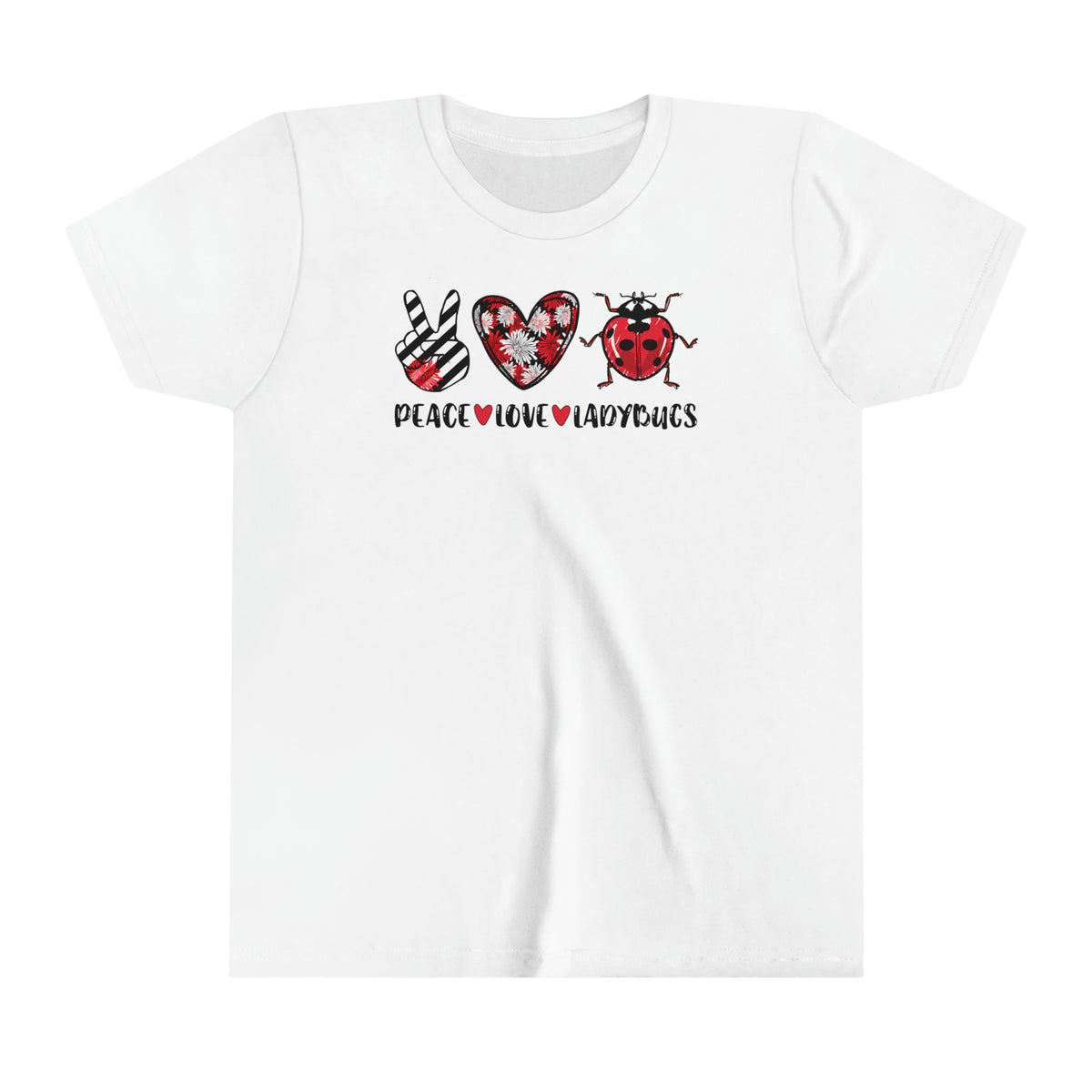 Peace Love Ladybugs Cute Lady Bug Shirt | Nature Gift | Youth Short Sleeve Tee