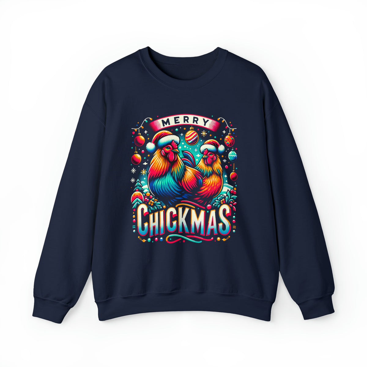 Merry Chickmas Christmas Chicken Shirt | Farm Life Chicken Farmer Gift  | Unisex Crewneck Sweatshirt