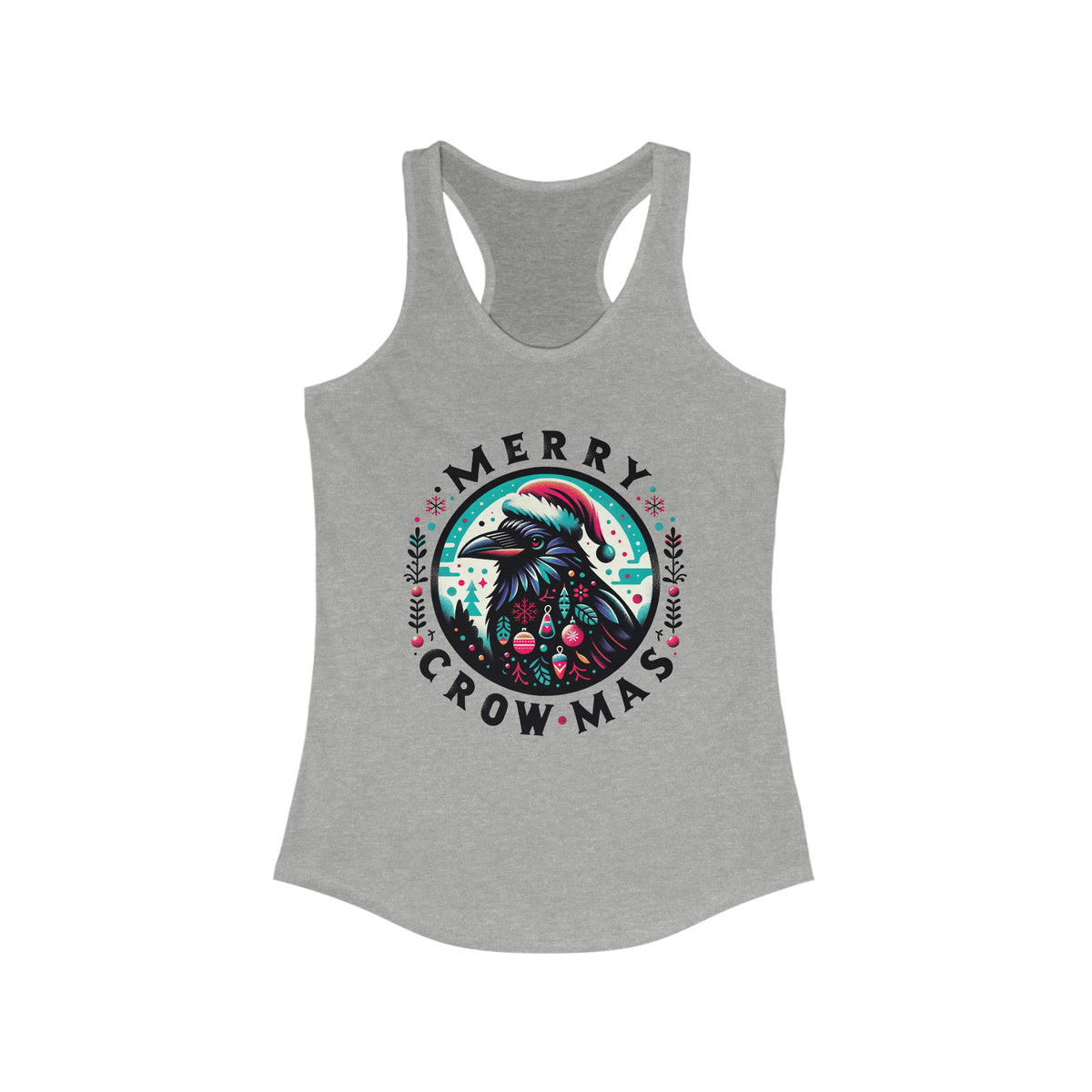 Merry Crow-mas Crow Christmas Shirt | Crow Animal Lover Gift | Christmas Crow | Women's Slim-fit Racerback Tank Top