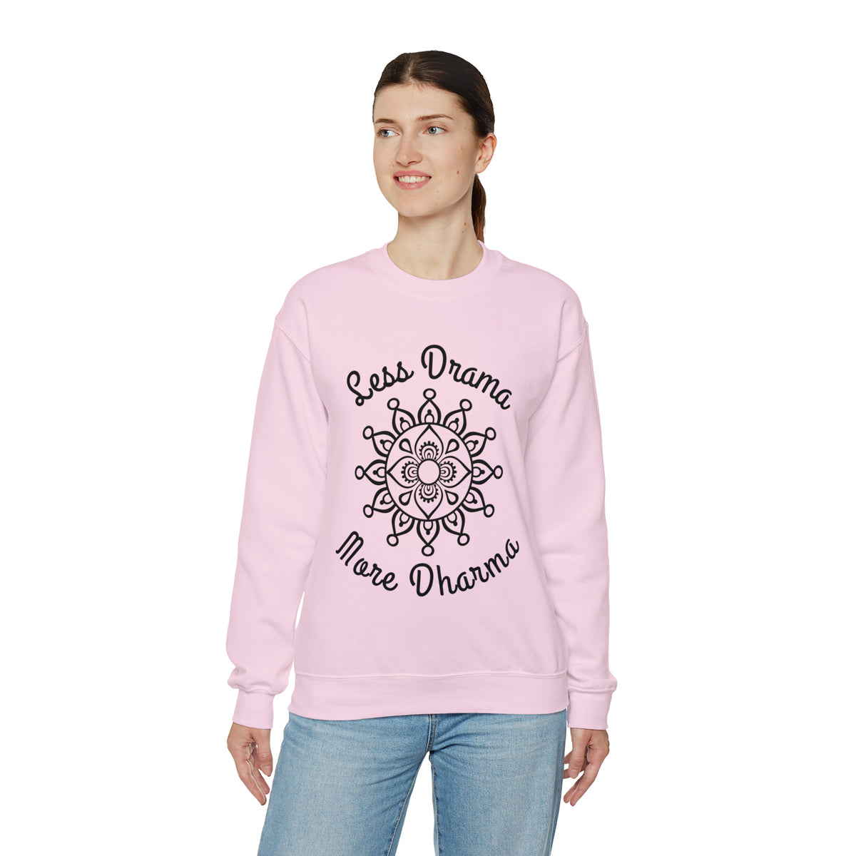 Less Drama More Dharma Funny Yoga Shirt | Yoga Lover Meditation Gift | Unisex Crewneck Sweatshirt