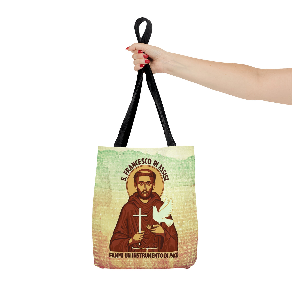 St Francis of Assisi Prayer Tote | Saint Francis Catholic Gift | Boxed Bottom Tote Bag