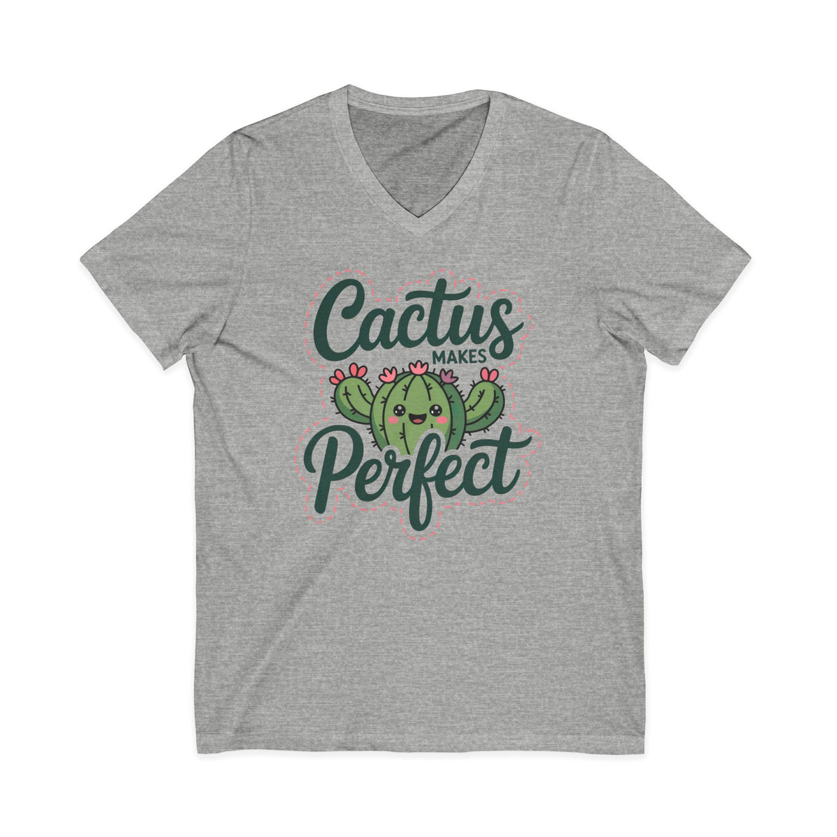 Cactus Makes Perfect Shirt | Cute Kawaii Cactus V-Neck T-Shirt | Funny Plant Lover Gift | Bella Canvas 3005