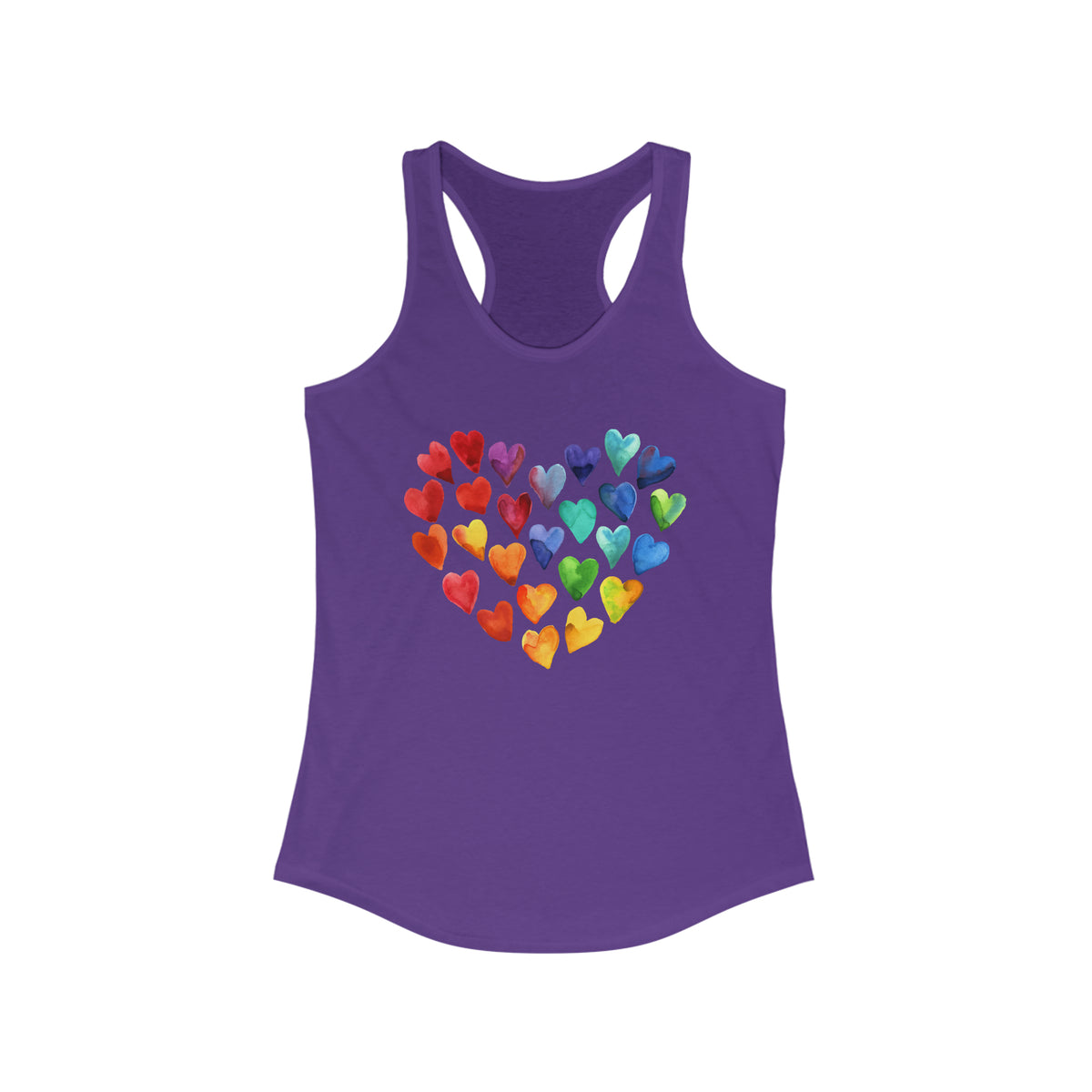 Watercolor Art Hearts Love Shirt | Valentine's Day Gift | Women's Slim-fit Racerback Tank Top