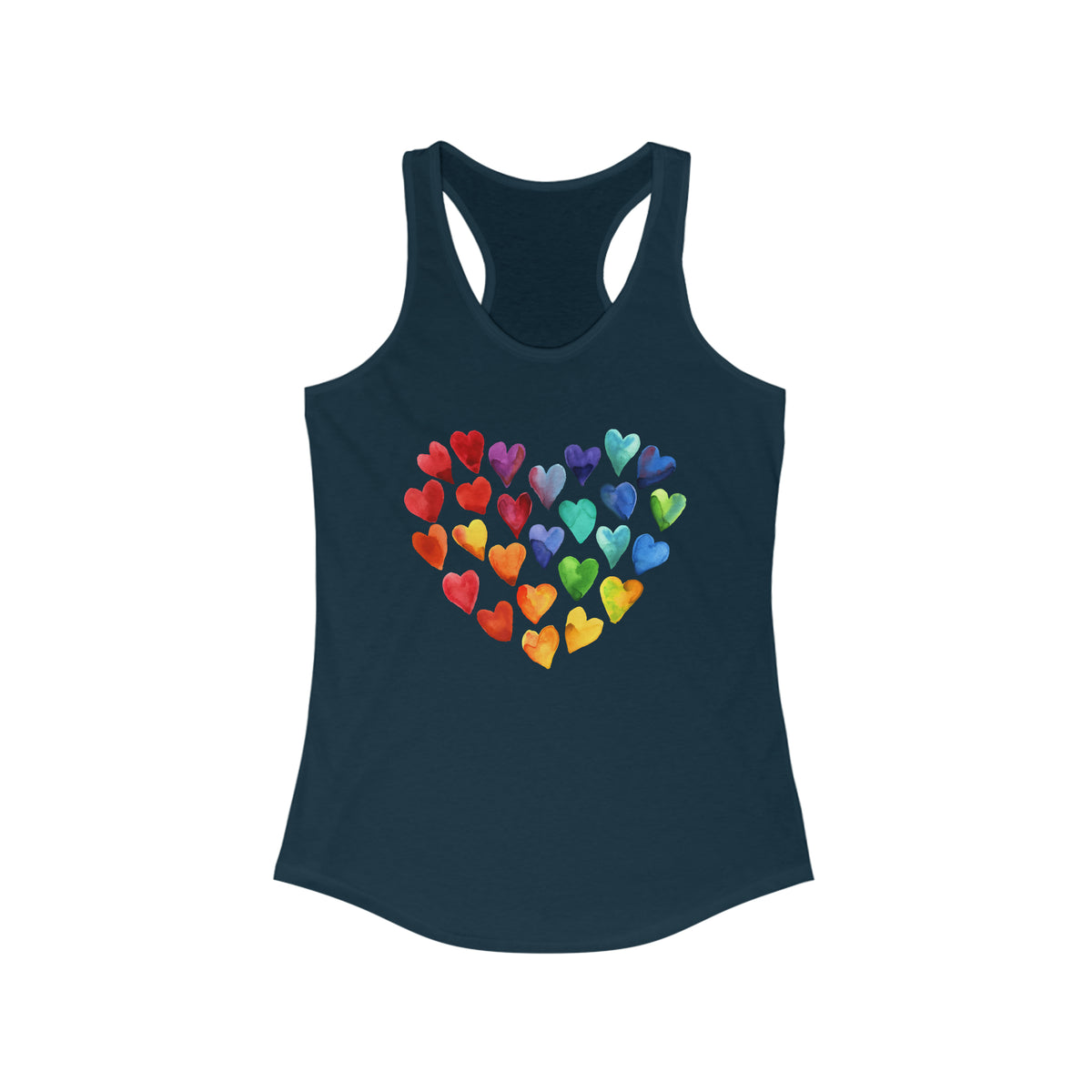 Watercolor Art Hearts Love Shirt | Valentine's Day Gift | Women's Slim-fit Racerback Tank Top