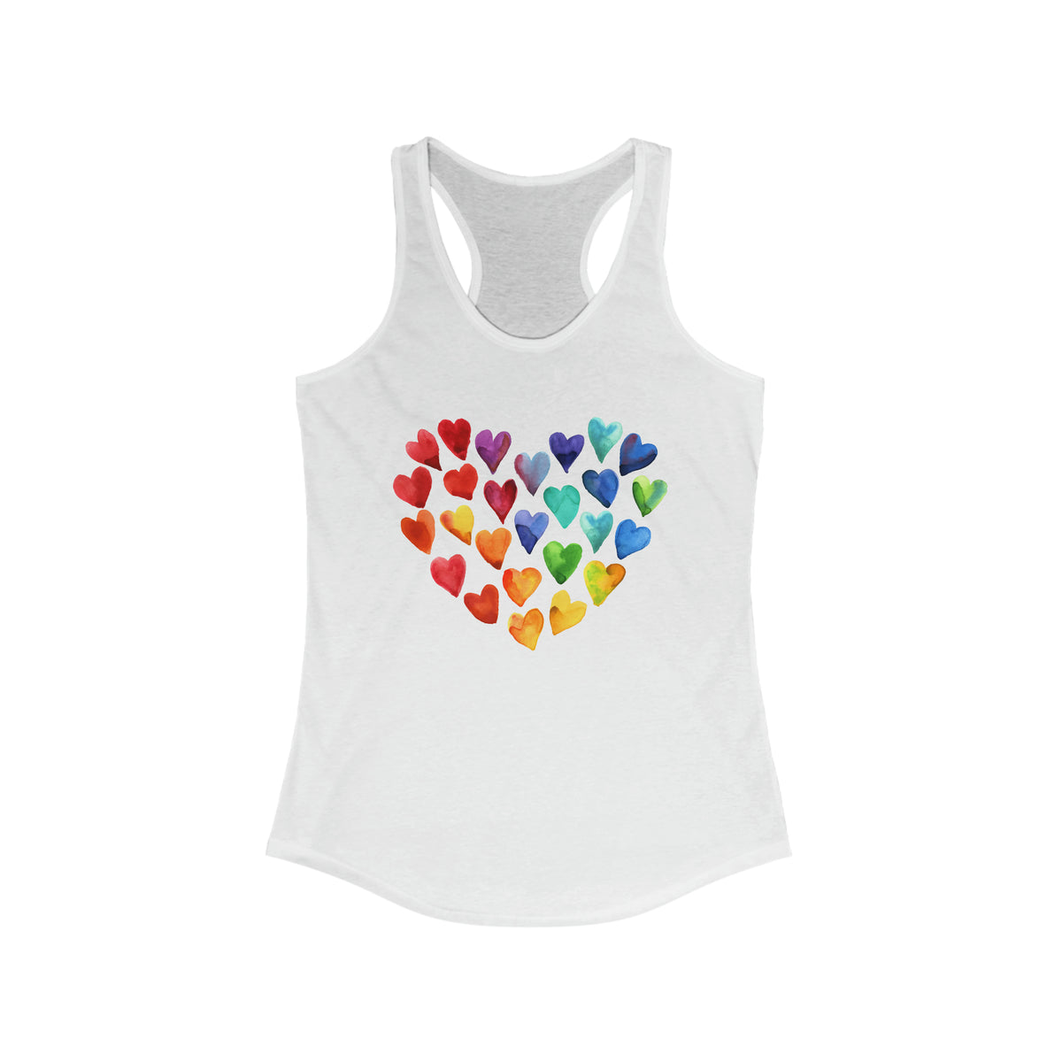 Watercolor Art Hearts Love Shirt | Valentine's Day Gift | Women's Slim-fit Racerback Tank Top