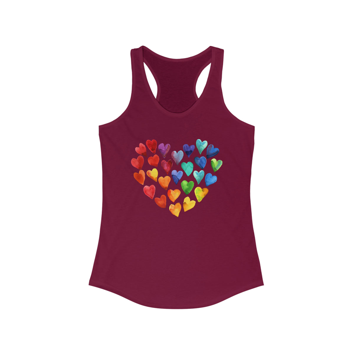 Watercolor Art Hearts Love Shirt | Valentine's Day Gift | Women's Slim-fit Racerback Tank Top