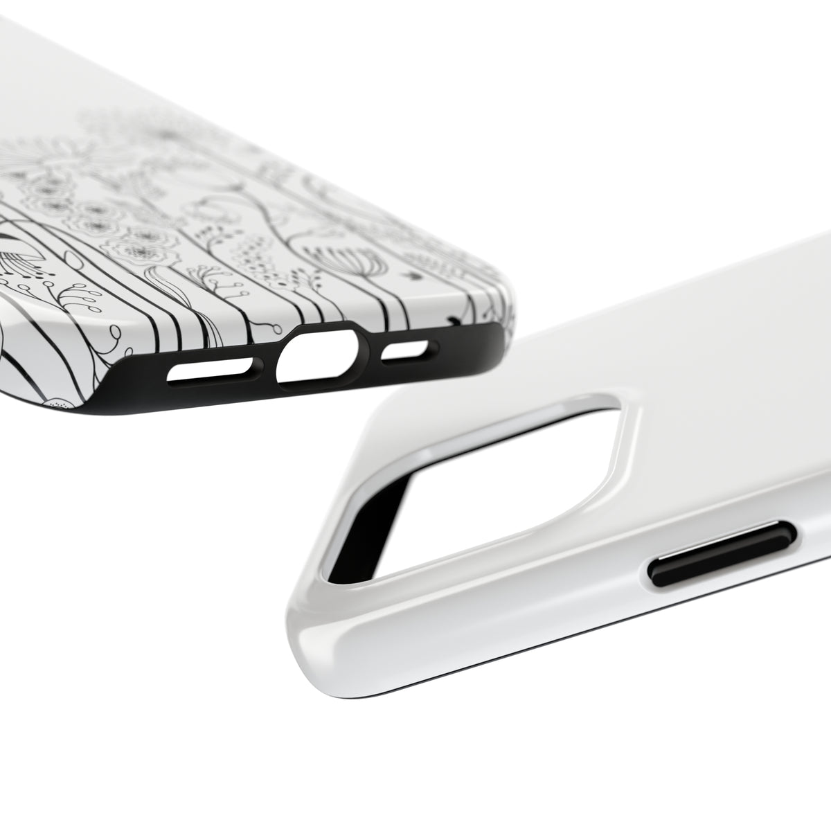 Black & White Wildflower Art iPhone 15 Phone Case | iPhone 11 12 13 14 15 Case | Garden Lover Gift For Her | Tough Phone Case