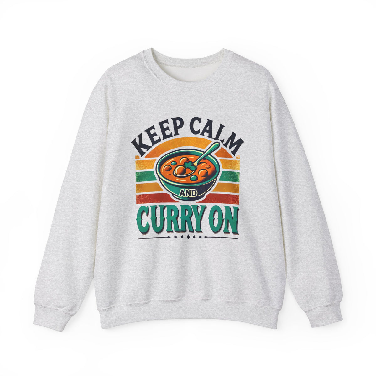 Keep Calm Curry On Indian Funny Foodie Shirt | Indian Food Shirt | Funny Indian Gift | Unisex Crewneck Sweatshirt