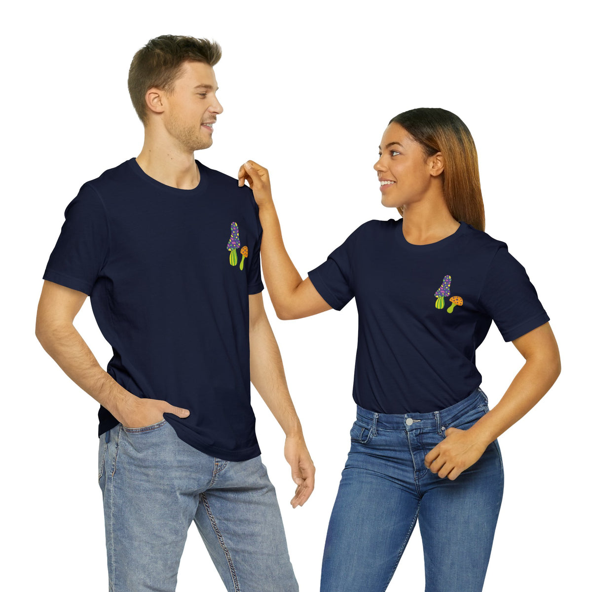 Magic Mushroom Neon Fantasy Pocket Tee Shirt | Mushroom Gift | Unisex Jersey T-shirt