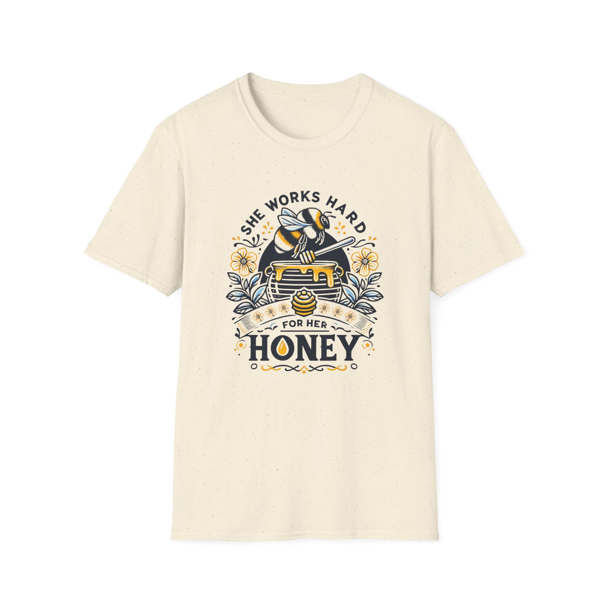 She Works Hard Honey Shirt | Honey Bee Gift | Cute Bee Lover T-shirt | Unisex Soft style T-Shirt