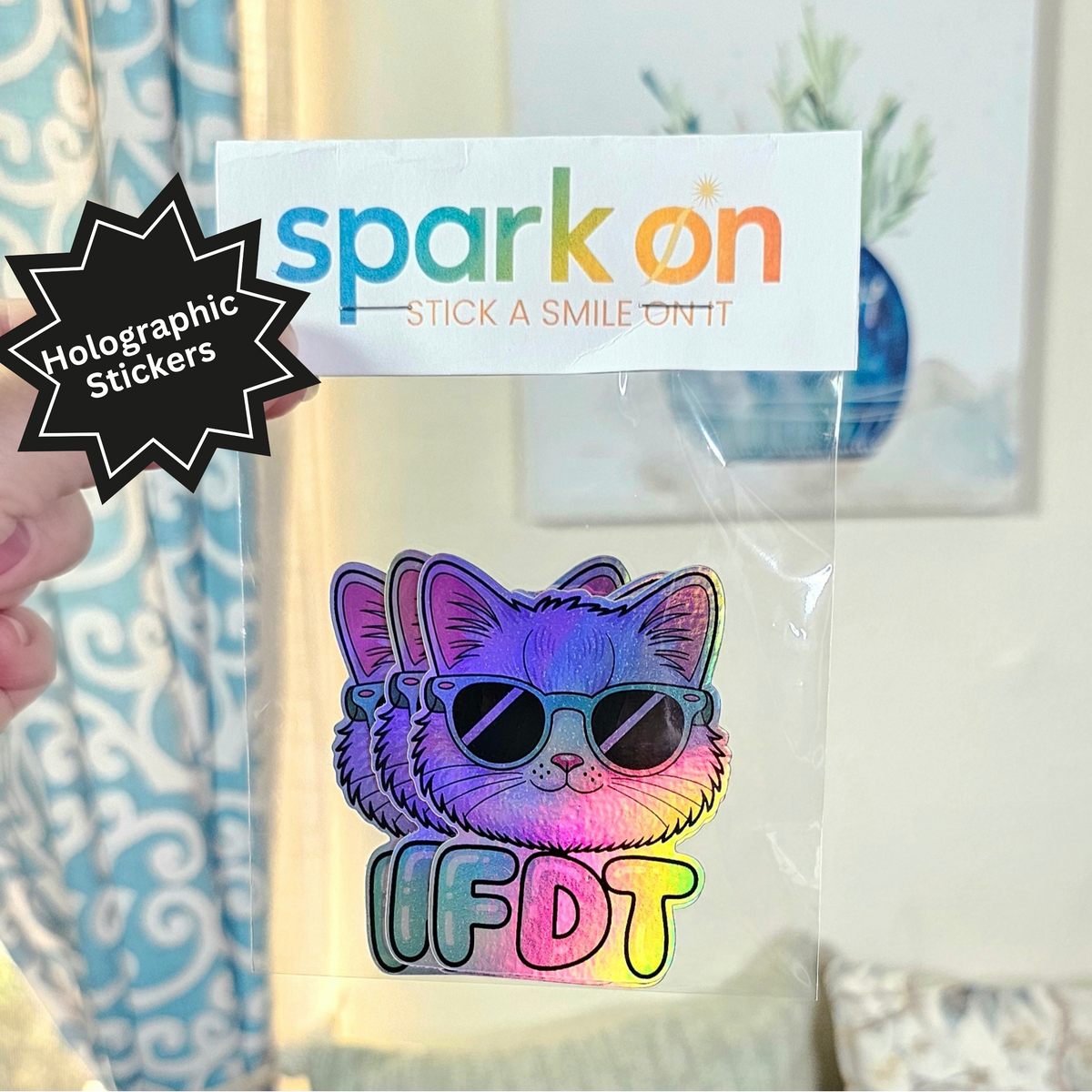 FDT Anti Trump Cat Stickers | Holographic Sticker Set of 4 | Cat Lover Gift