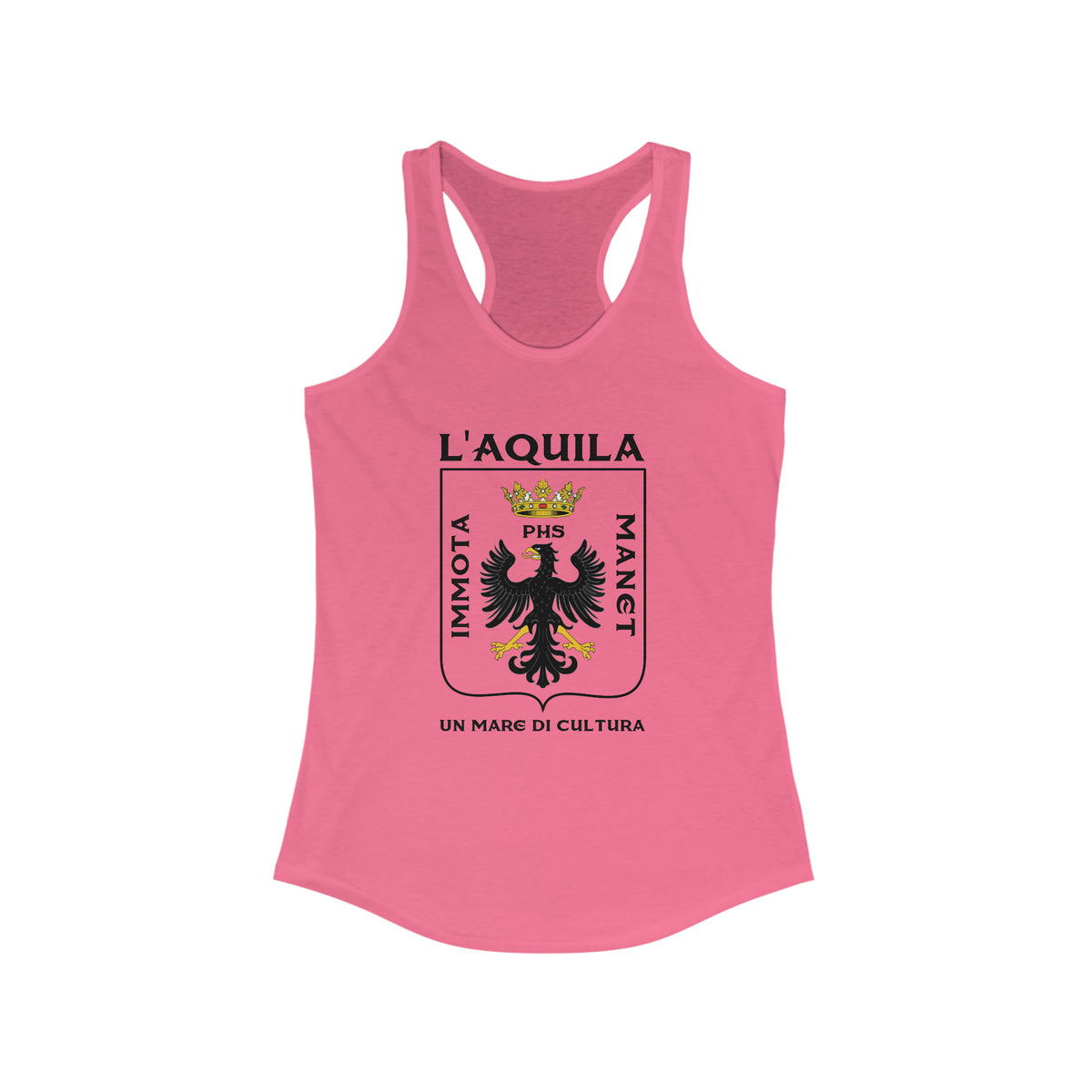 L'Aquila Italy Coat of Arms Shirt | Abruzzo Italian Travel Lover Gift | Women's Ideal Racerback Tank Top
