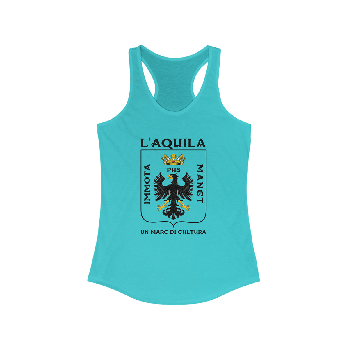 L'Aquila Italy Coat of Arms Shirt | Abruzzo Italian Travel Lover Gift | Women's Ideal Racerback Tank Top