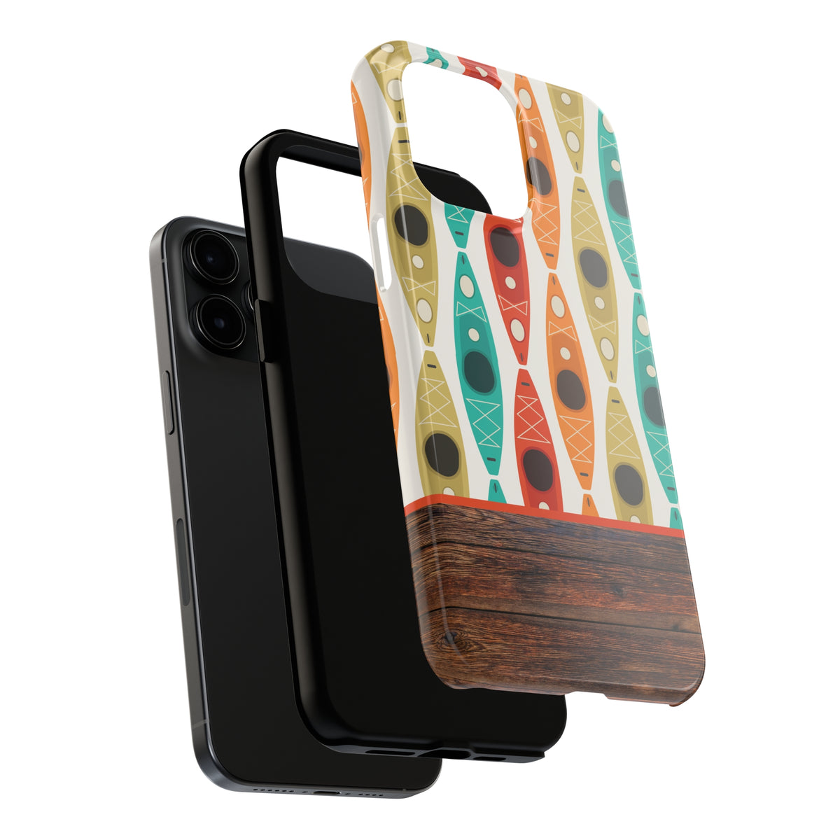 Kayak Wood Grain iPhone Case | iPhone 15 14 13 12 11 Phone Case | Camping Gift | Tough Impact-resistant Phone Case