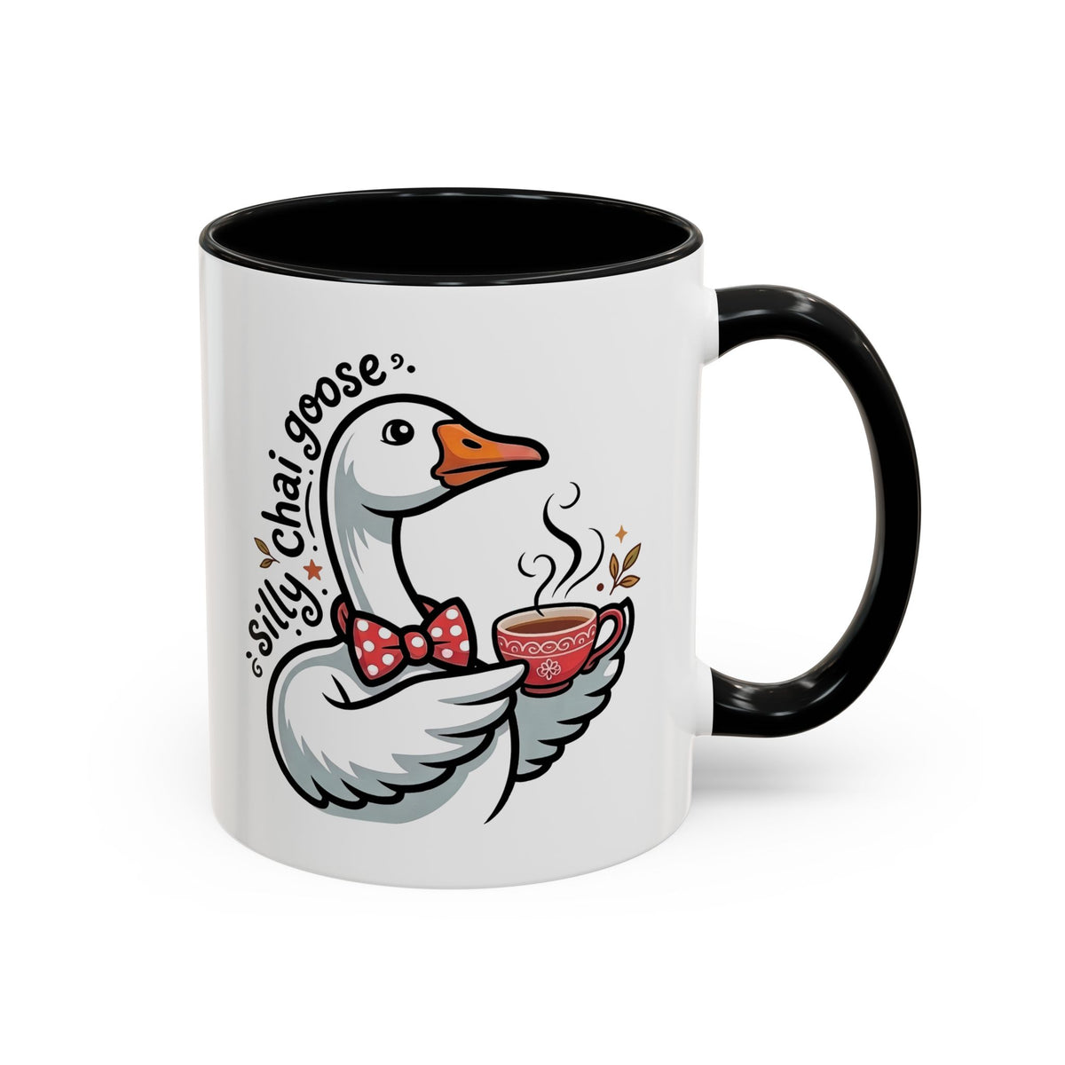 Silly Chai Goose Accent Mug | Funny Goose Meme Coffee Cup | Chai Tea Lover Gift | 11oz 15oz Red Black Mug