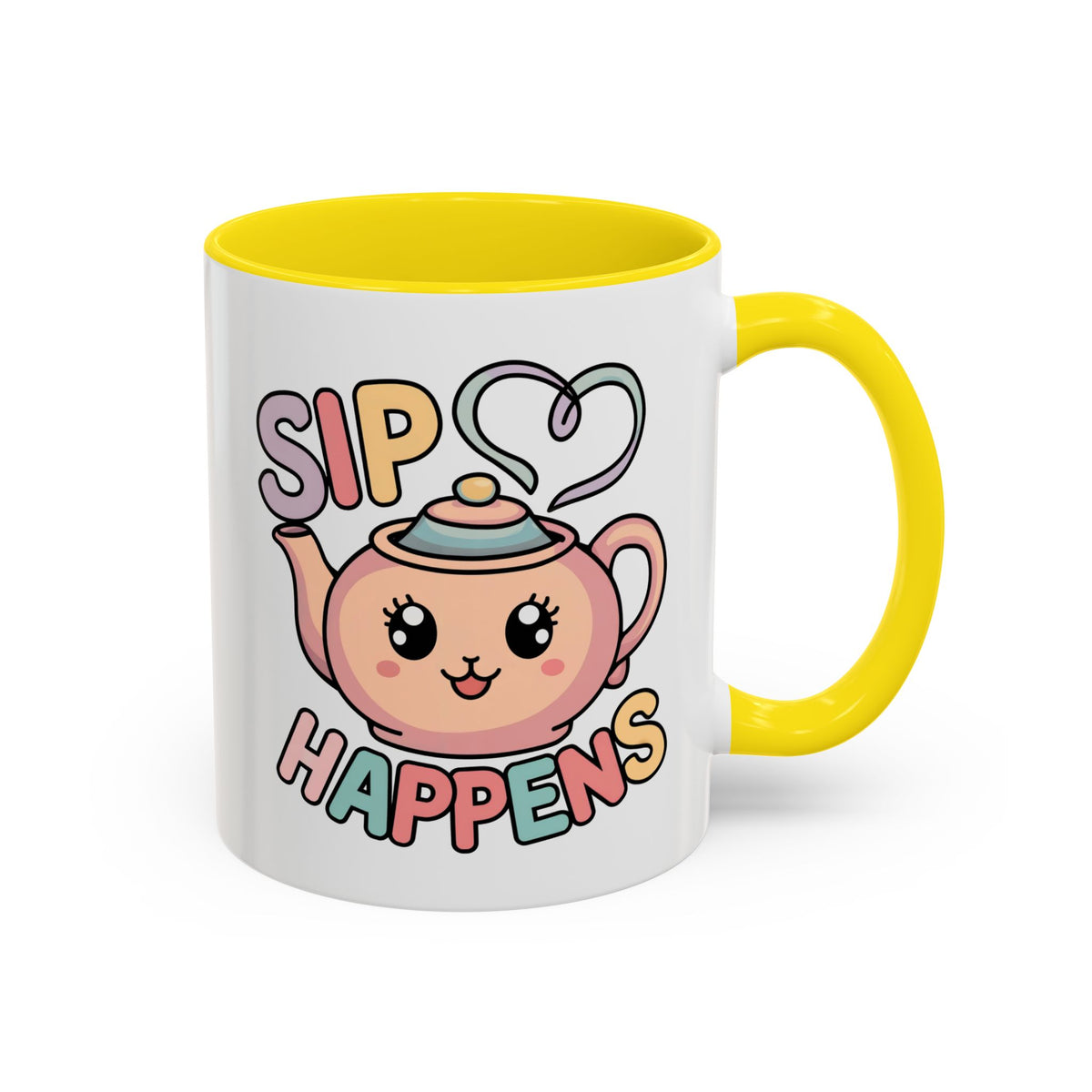 Sip Happens Karaii Tea Coffee Mug | Tea Lover Coffee Cup | 11 oz. Accent Colors Ceramic Coffee Mug
