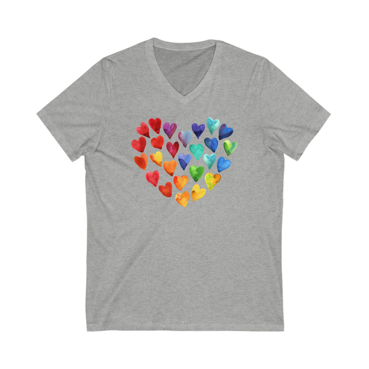 Watercolor Art Hearts Love Aesthetic Shirt | Valentine's Day Gift | Unisex V-neck T-shirt