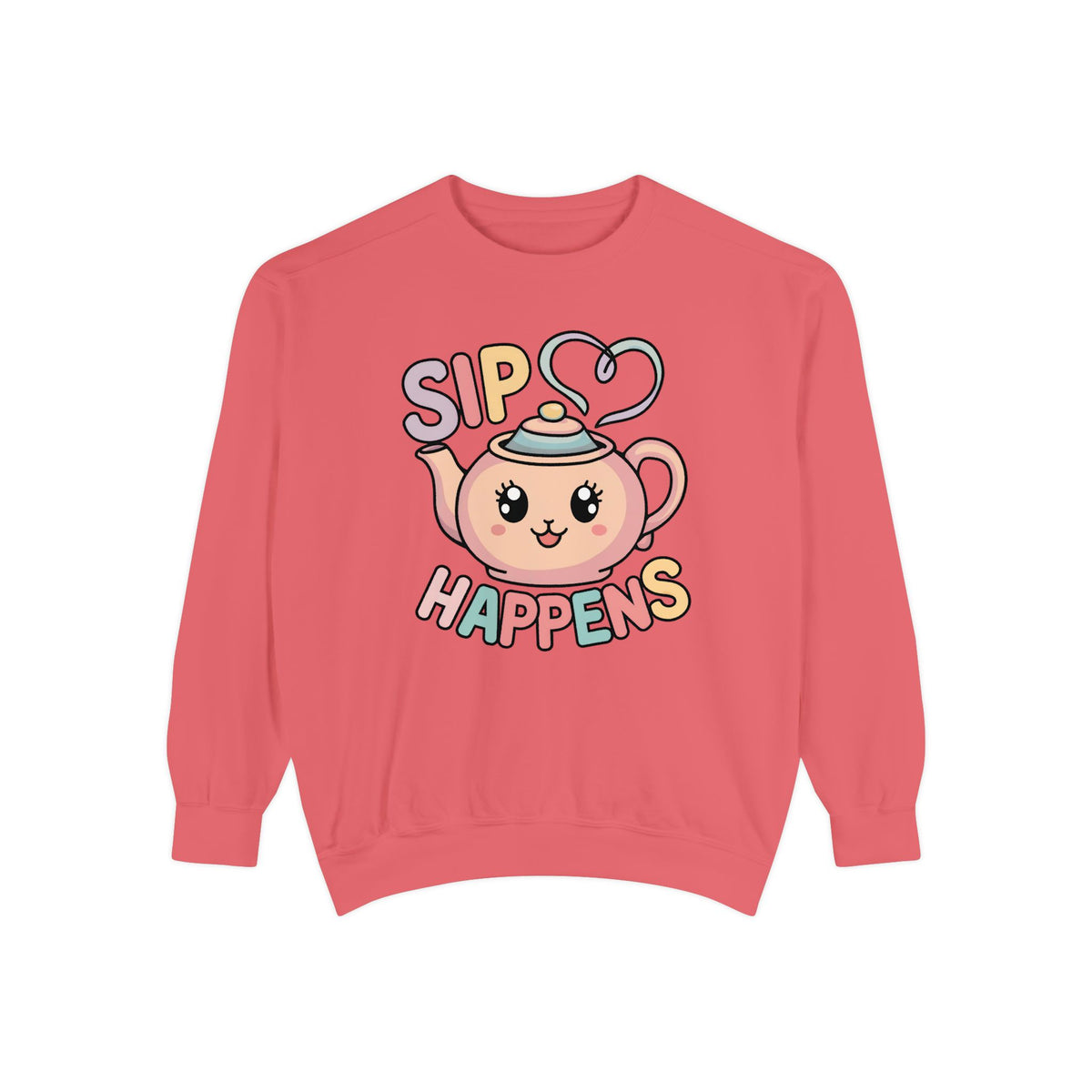 Sip Happens Karaii Tea Sweatshirt | Tea Lover Shirt | Unisex Garment-Dyed Sweatshirt