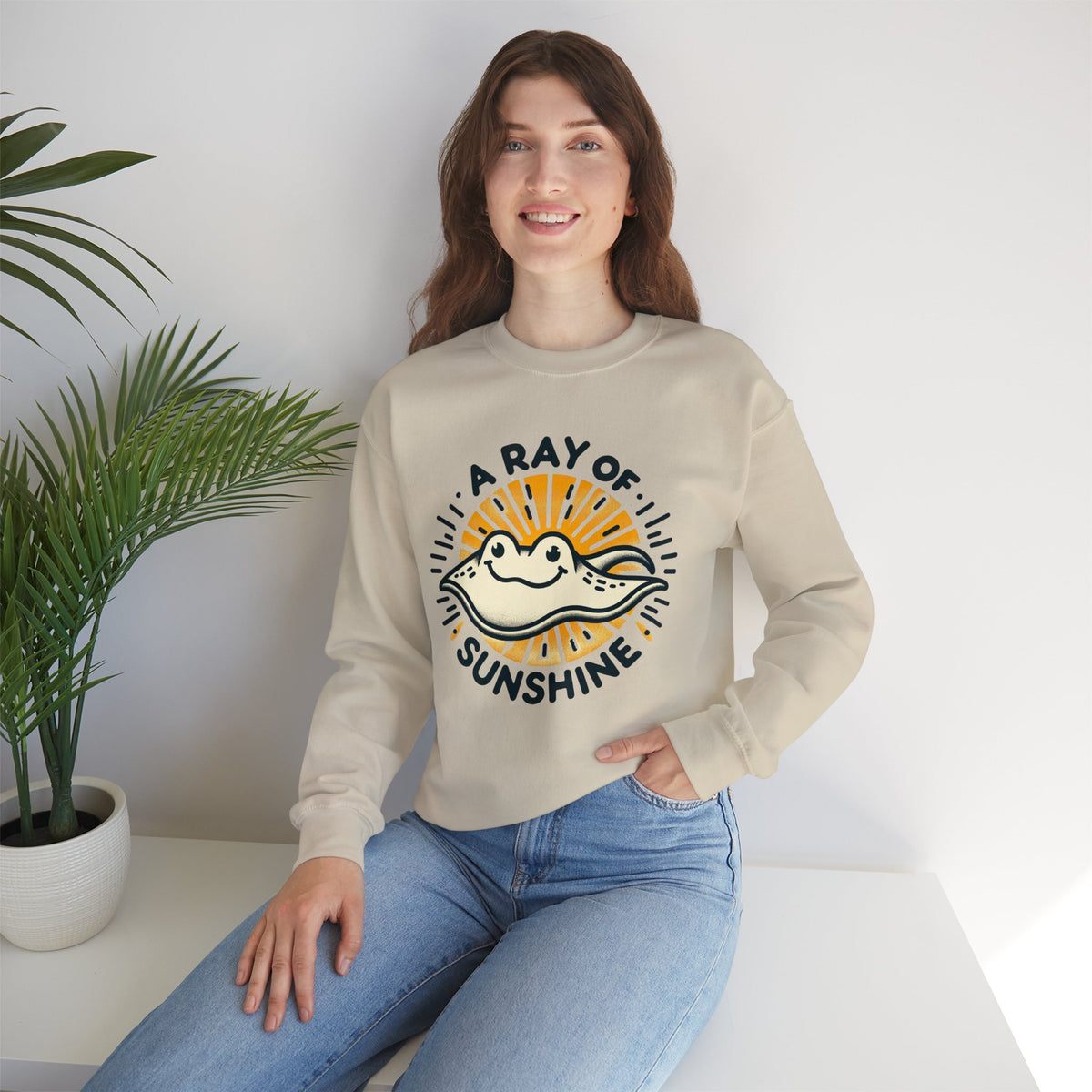 A Ray of Sunshine Cute Stingray Shirt | Surfer Shirt | Ocean Lover Gift | Unisex Crewneck Sweatshirt