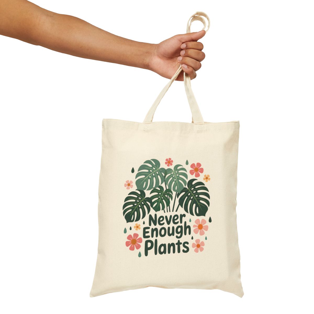 Never Enough Plants Monstera Plant Mom Tote | Plant Lover Gift | Cotton canvas Tote Bag