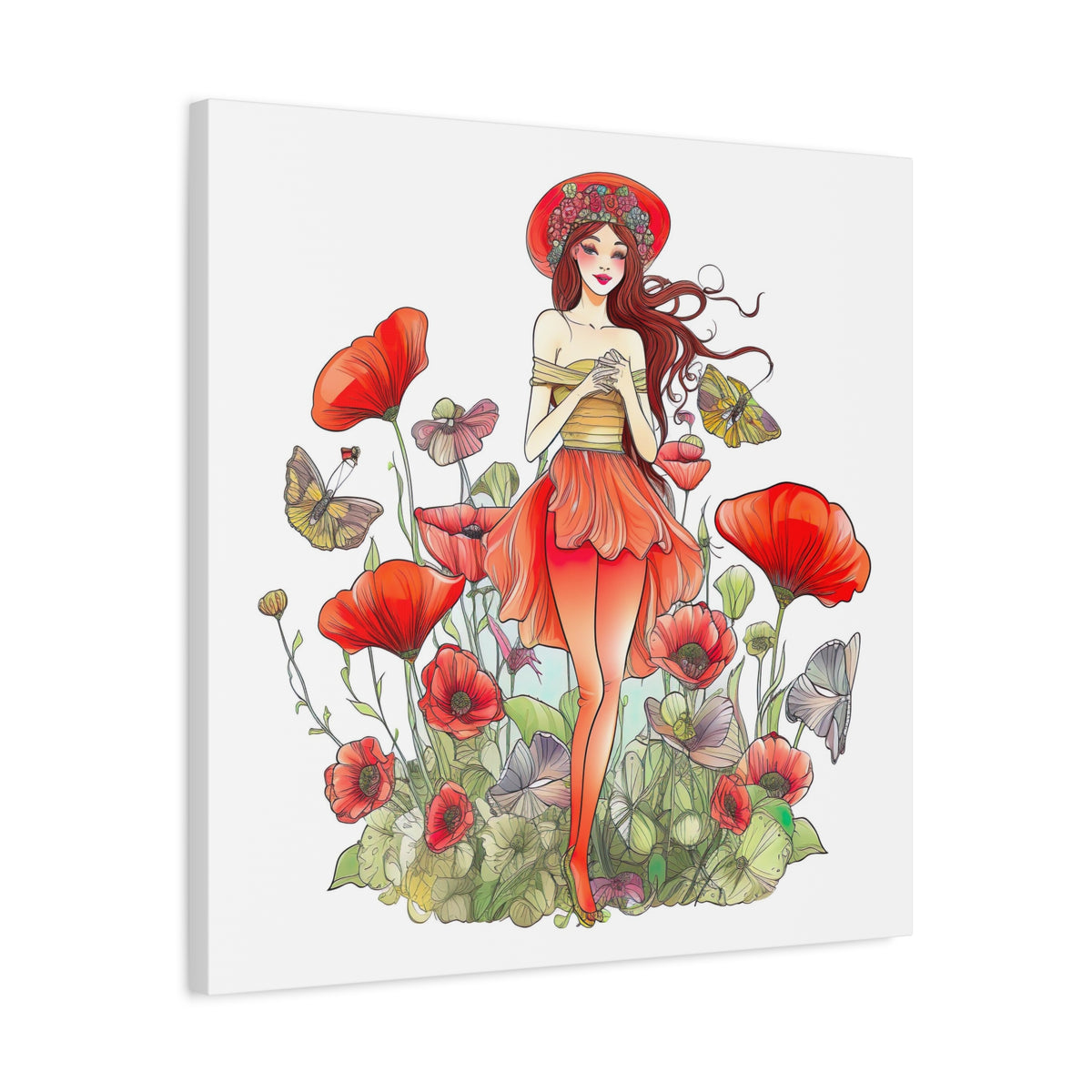 Poppy Art Print | Floral Wall Art | Stretched Canvas Art | Boho Home Decor | Poppies Art | Matte Canvas, Stretched, 1.25"