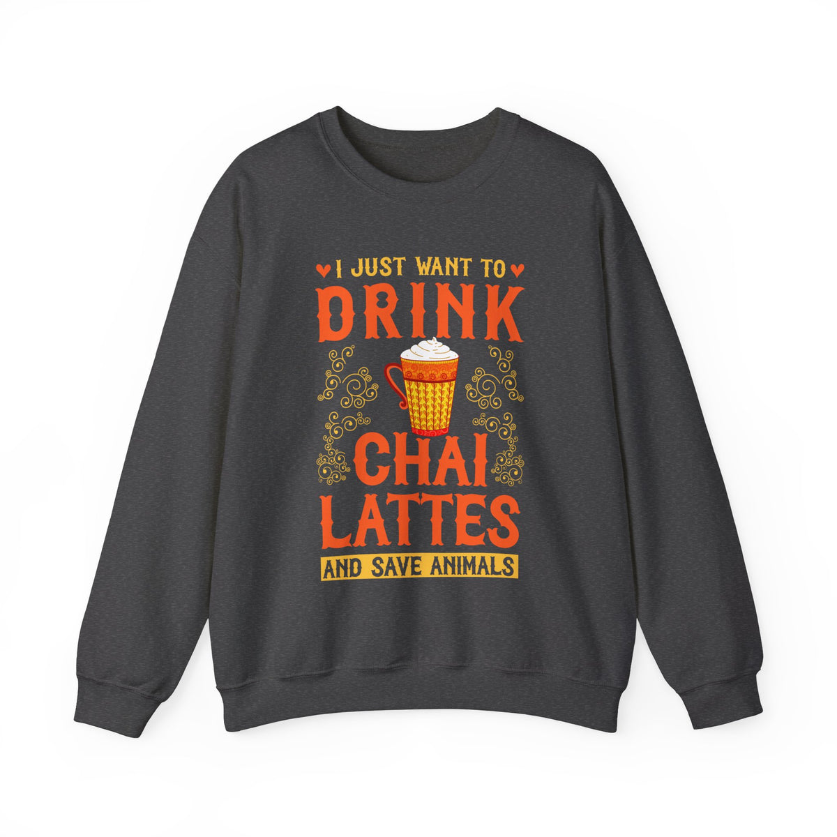 Chai Latte Save Animals Chai Tea Shirt | Animal Lover Shirt | Tea Lover Gift | Unisex Crewneck Sweatshirt