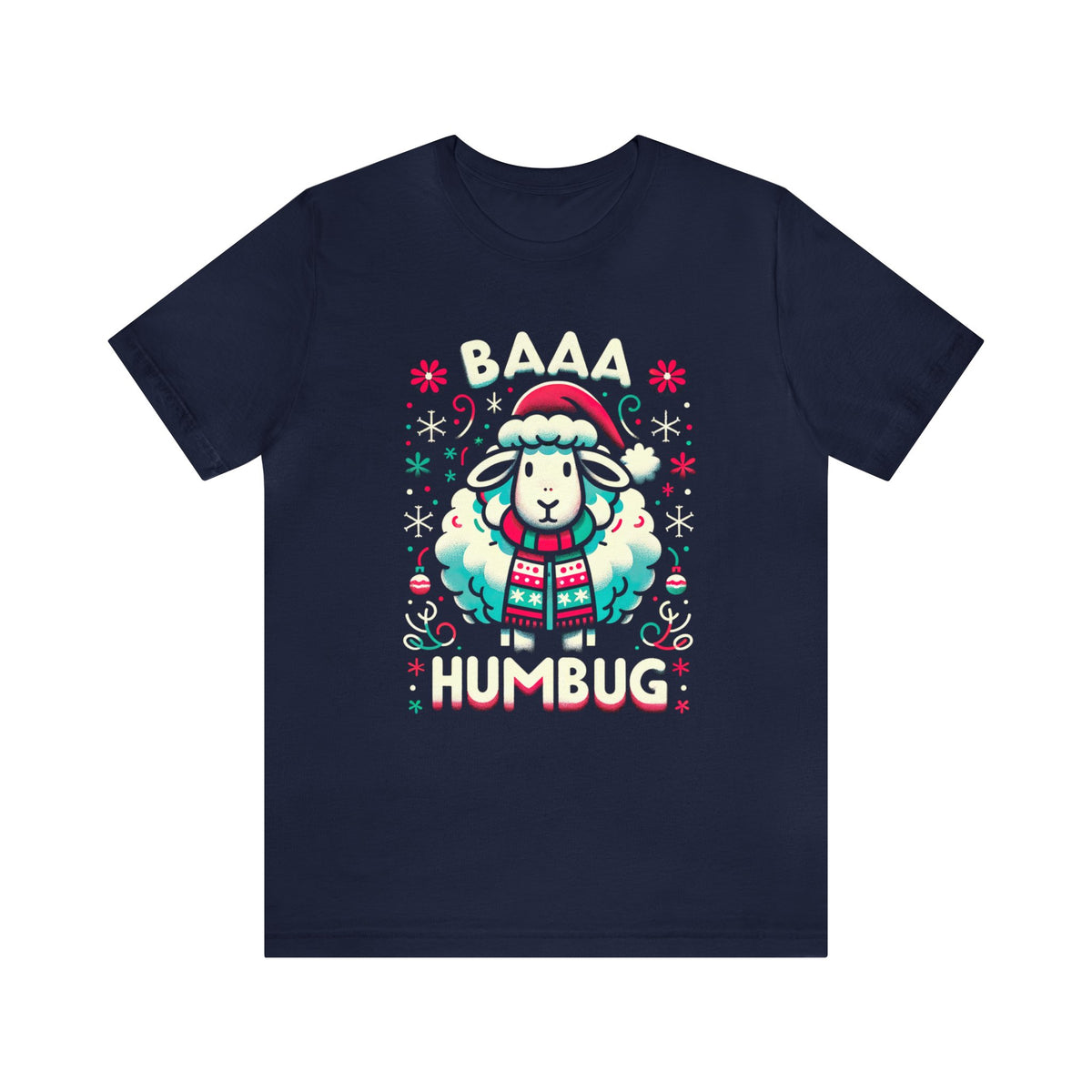 Baaa Humbug Cute Sheep Christmas Shirt | Funny Bah Humbug Christmas Gift | Unisex Jersey T-shirt