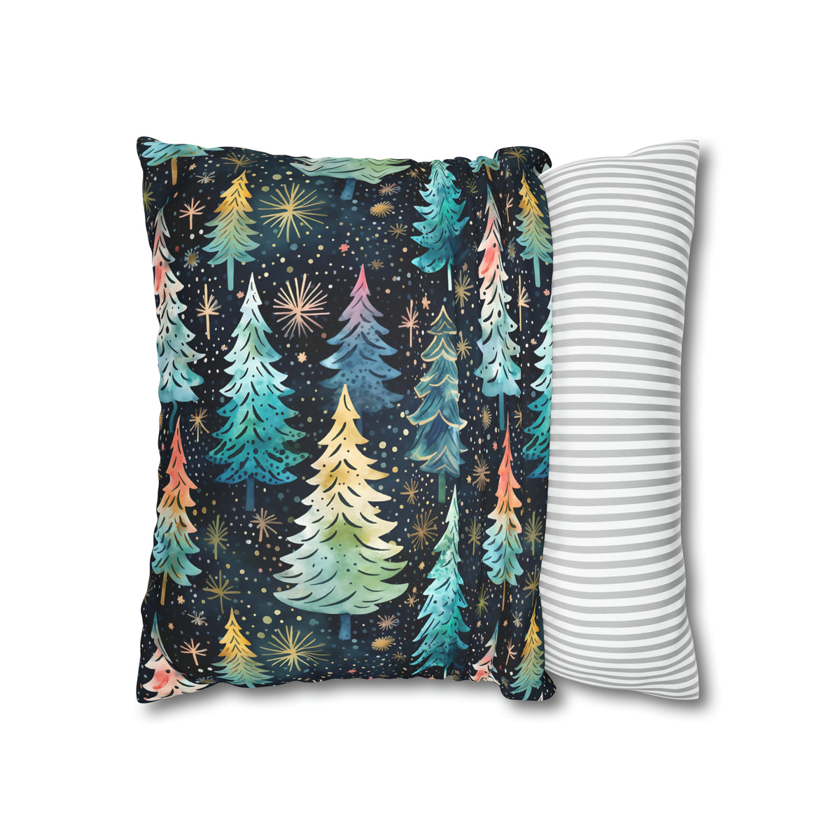 Teal Christmas Tree Throw Pillow Case | Christmas Pillow Home Decor | Faux Suede Decorative Throw Pillow Case