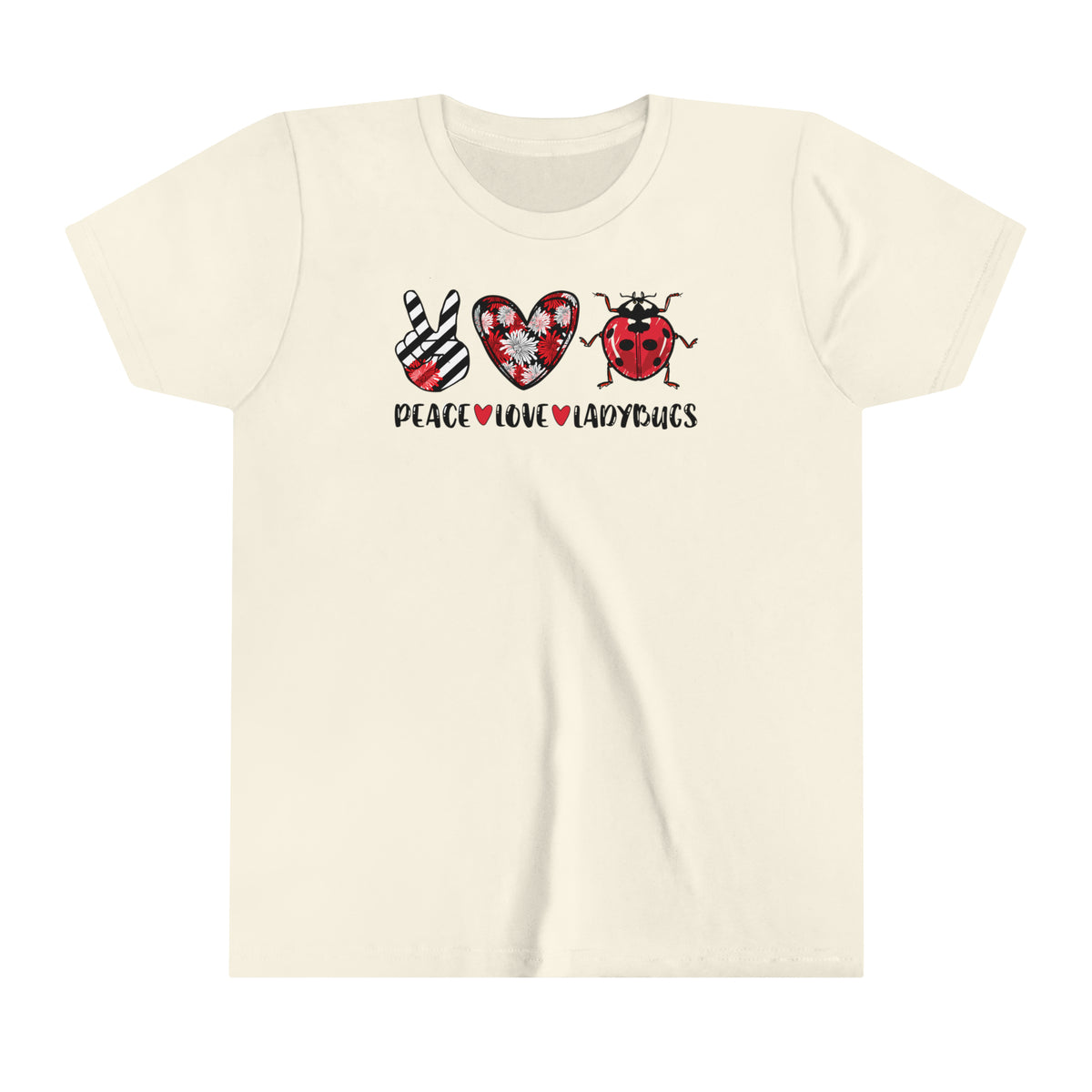 Peace Love Ladybugs Cute Lady Bug Shirt | Nature Gift | Youth Short Sleeve Tee