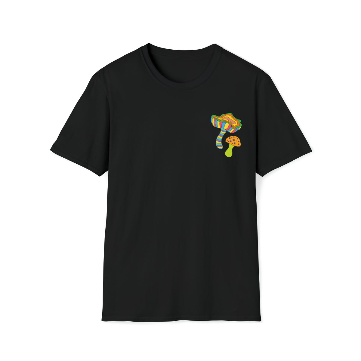 Magic Mushroom Neon Fantasy Pocket Tee Shirt | Mushroom Gift | Unisex Softstyle T-Shirt