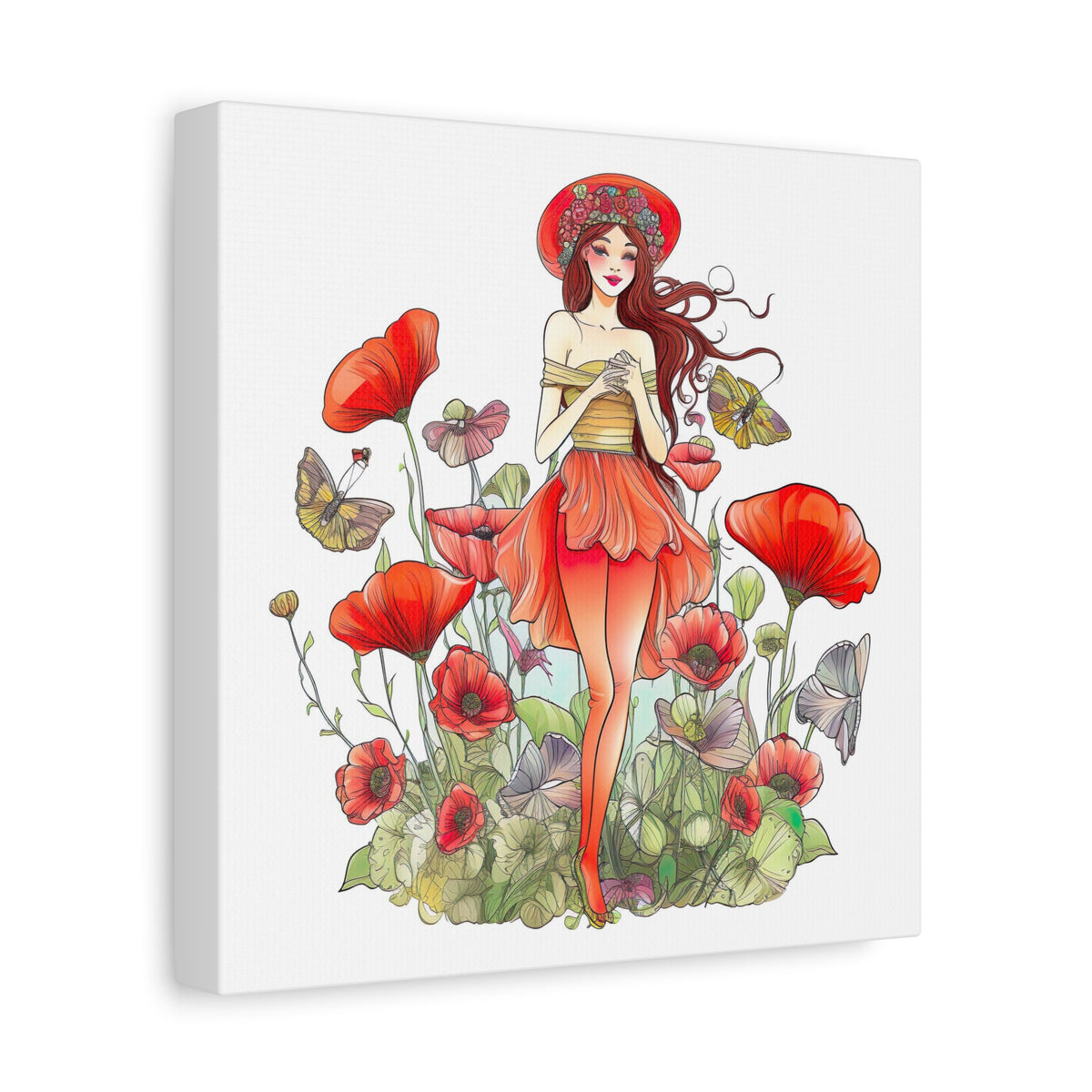 Poppy Art Print | Floral Wall Art | Stretched Canvas Art | Boho Home Decor | Poppies Art | Matte Canvas, Stretched, 1.25"