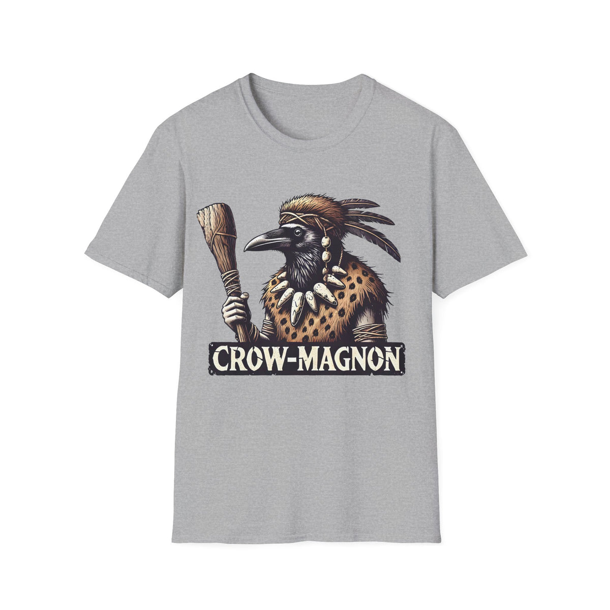 Crow-magnon Funny  Caveman Crow Meme Shirt | Funny Corvid Bird Shirt | Crow Art Bird Lover Gift |  | Unisex Soft Style T-shirt