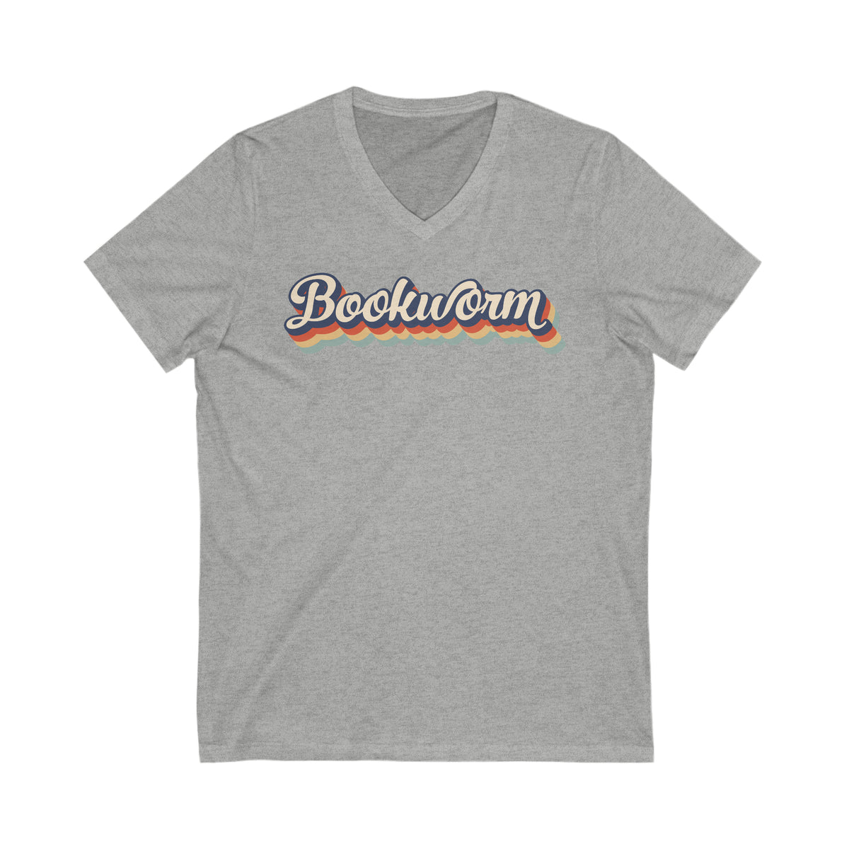Retro Font Book Worm Book Lover Shirt | Bookish Reader Gift | Unisex V-neck T-shirt