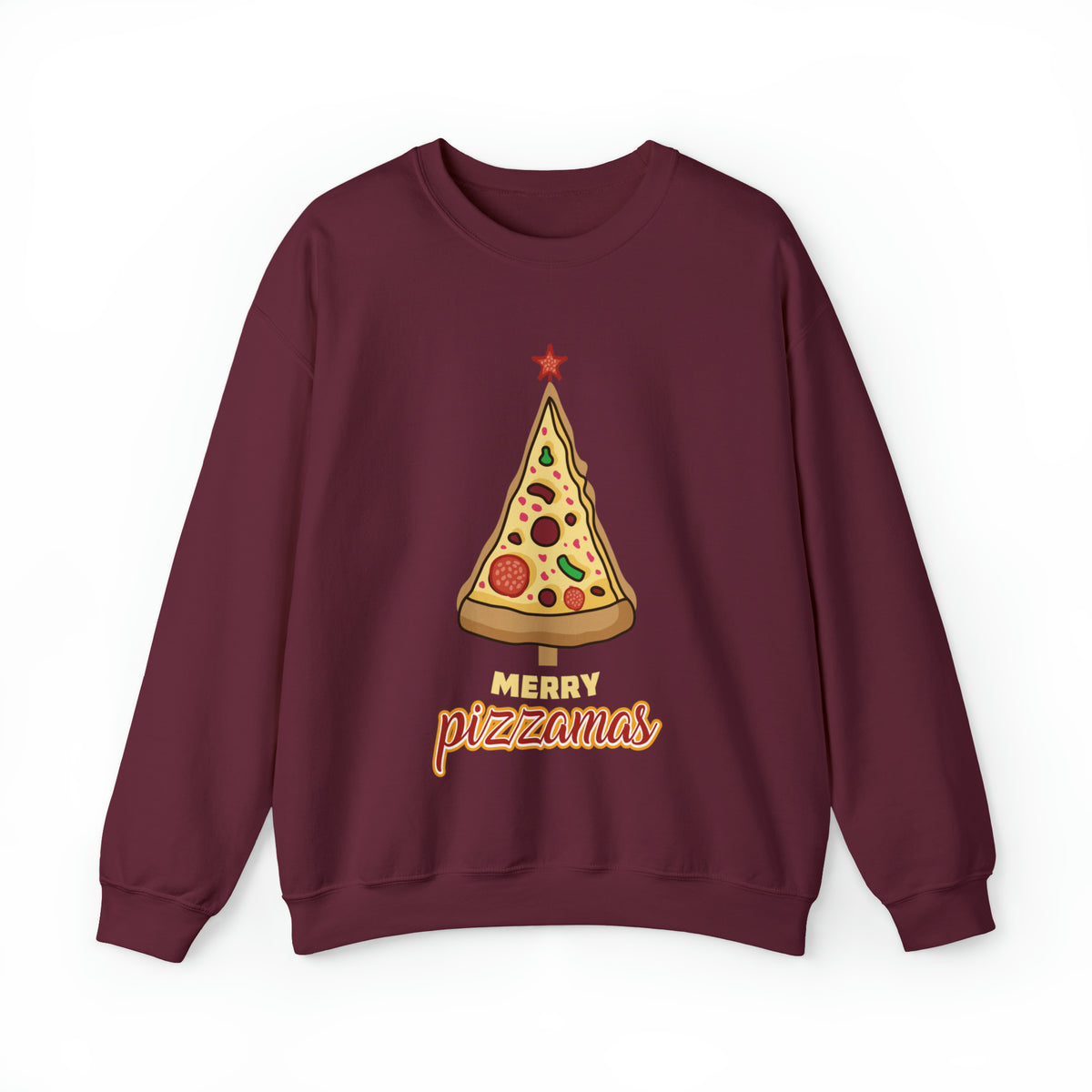 Merry Pizza Christmas Funny Shirt | Pizza Lover Gift | Unisex Heavy Blend Crewneck Sweatshirt