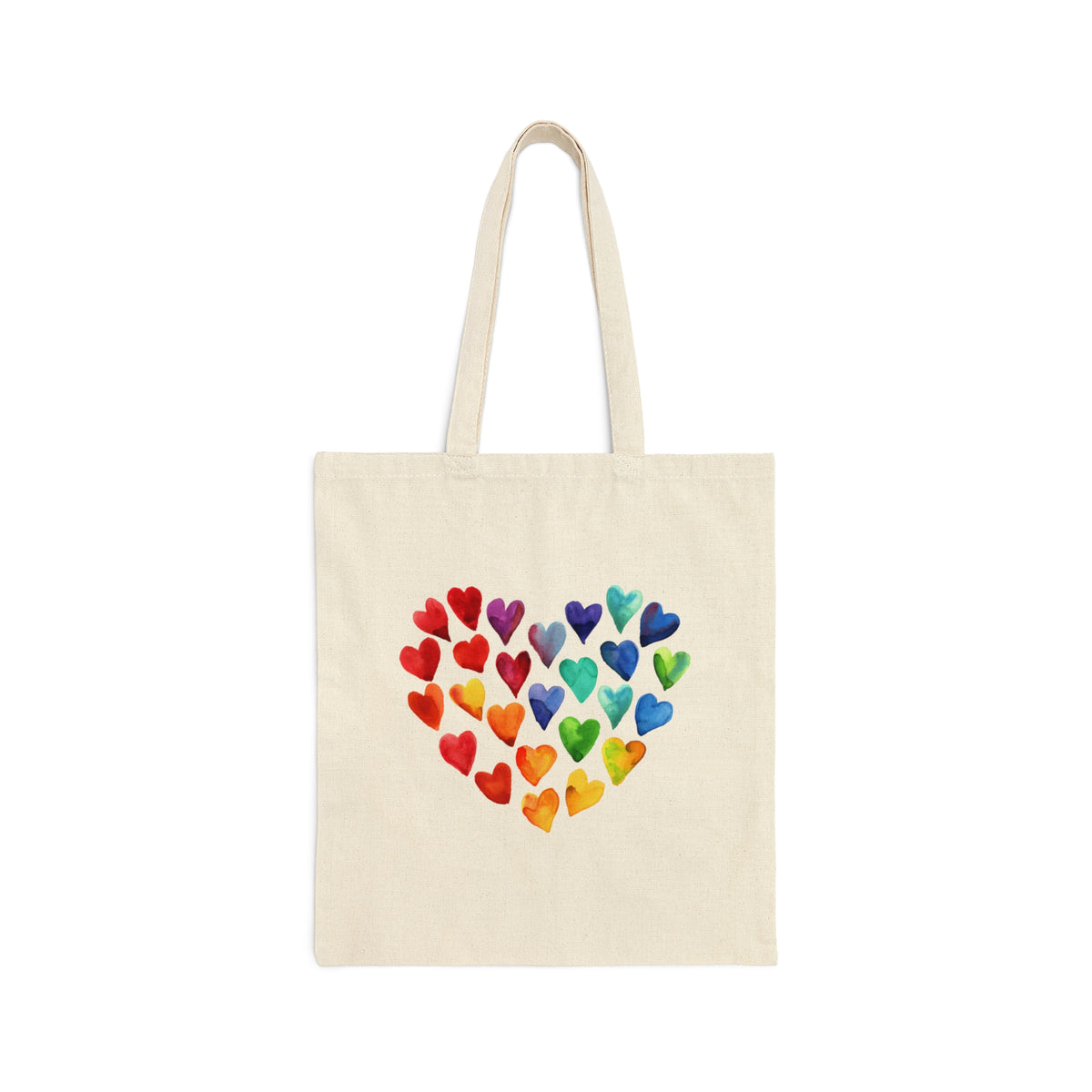 Watercolor Art Hearts Love Tote Bag | Valentine's Day Gift Bag | Cotton Canvas Tote Bag