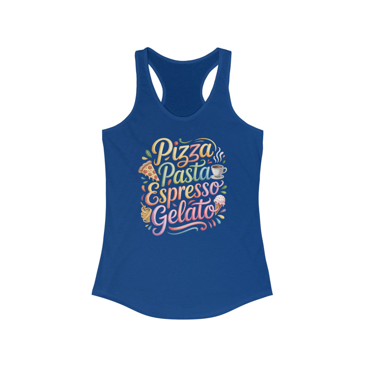 Pizza Pasta Espresso Gelato Italian Shirt | Italy Travel Lover Gift | Women's Racerback Tank Top