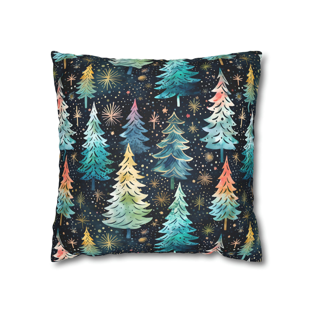 Teal Christmas Tree Throw Pillow Case | Christmas Pillow Home Decor | Faux Suede Decorative Throw Pillow Case