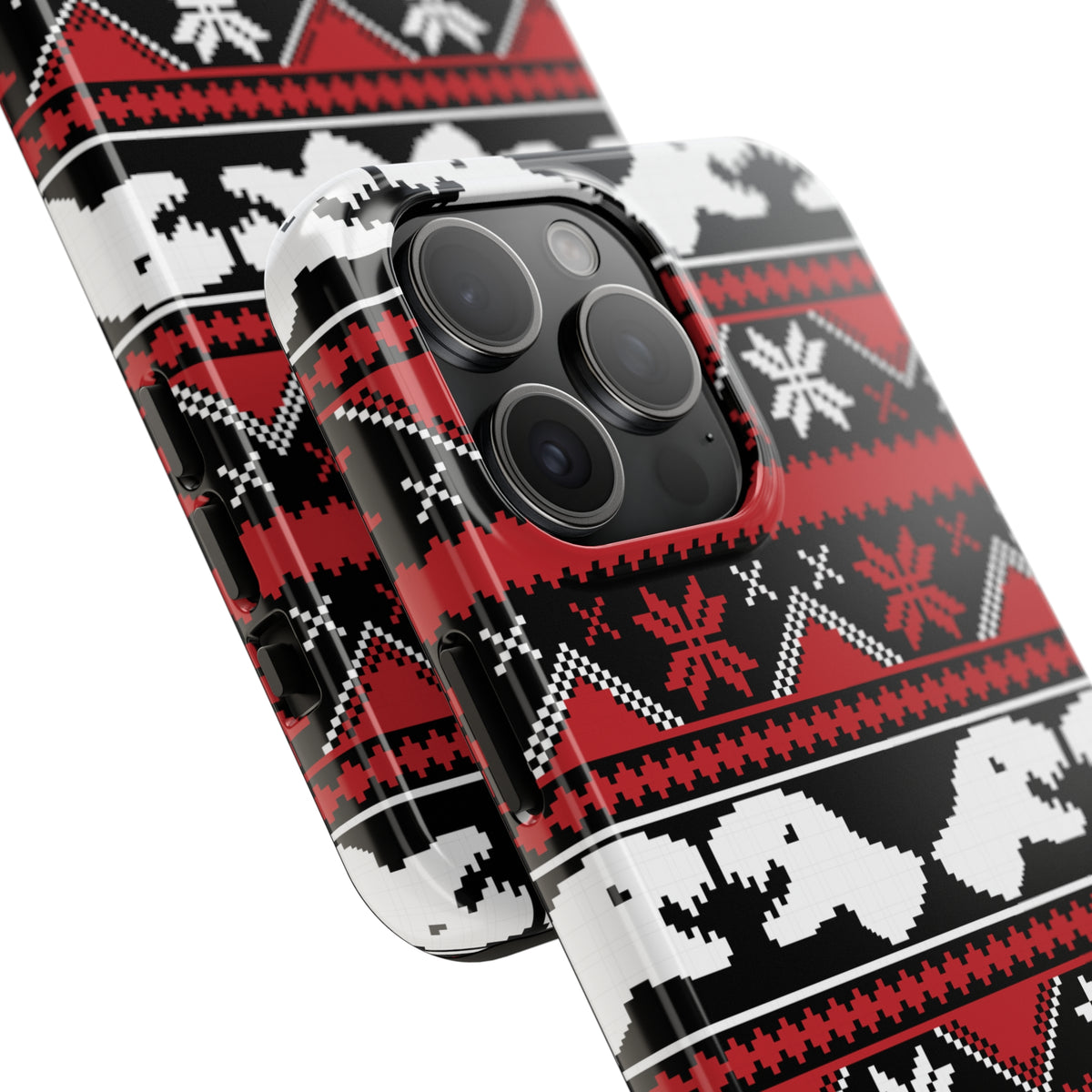 Funny Ugly Christmas iPhone Case | iPhone  15 14 13 12 11 Phone Case | Dinosaur Christmas Gift | Tough Impact-resistant Phone Case