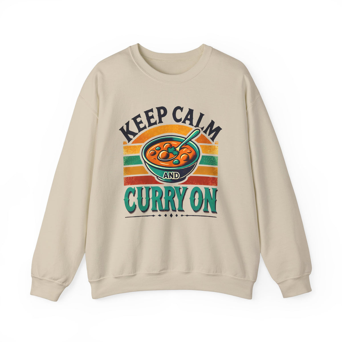 Keep Calm Curry On Indian Funny Foodie Shirt | Indian Food Shirt | Funny Indian Gift | Unisex Crewneck Sweatshirt