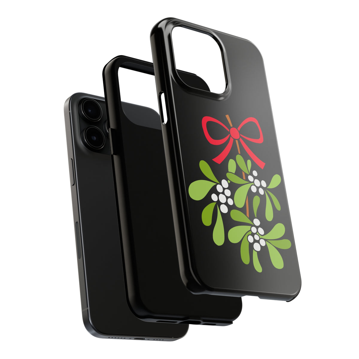 Mistletoe Christmas iPhone Case | iPhone 15 14 13 12 11 Phone Case | Mistletoe Kiss Christmas Gift | Tough Impact-resistant Phone Case