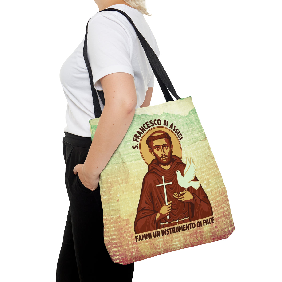 St Francis of Assisi Prayer Tote | Saint Francis Catholic Gift | Boxed Bottom Tote Bag