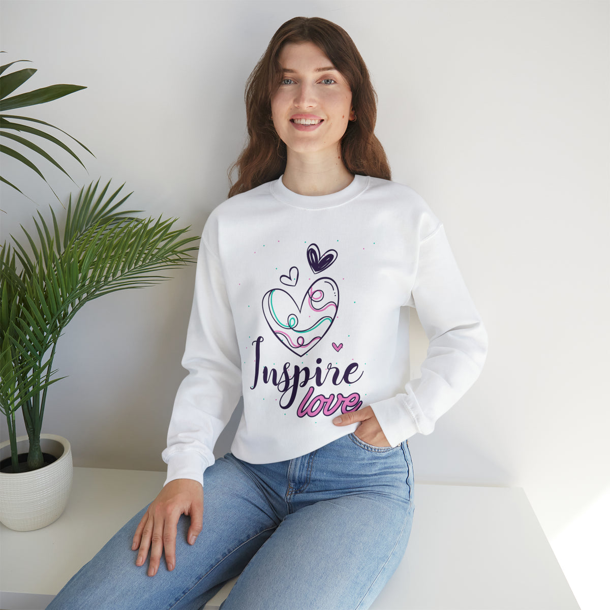 Inspire Love Motivational Aesthetic Shirt | Valentine's Day Gift | Unisex Crewneck Sweatshirt