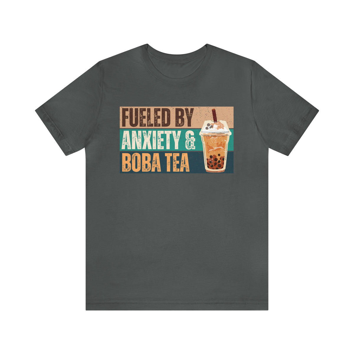 Funny Boba Tea Shirt | Fueled by Anxiety Shirt | Bubble Tea Lover Gift | Unisex Jersey T-shirt